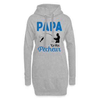 Cadeau Papa Pêcheur Roi de Pêche - Sweat-shirt à capuche long Femme - gris chiné - Devant
