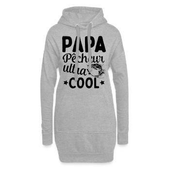 Cadeau Papa pêcheur cadeau fête des pères - Sweat-shirt à capuche long Femme - gris chiné - Devant