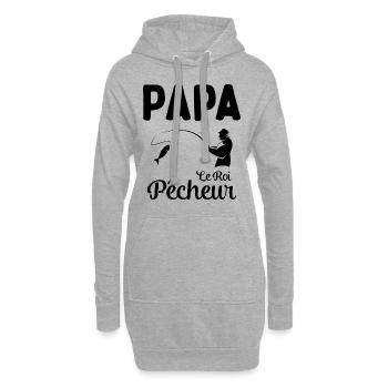 Cadeau Papa Pêcheur Roi de Pêche - Sweat-shirt à capuche long Femme - gris chiné - Devant