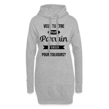 Veux Tu Être Mon Parrain d'amour pour toujours - Sweat-shirt à capuche long Femme - gris chiné - Devant