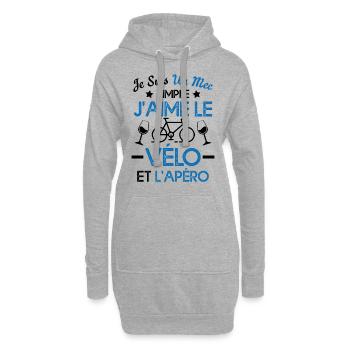 Je suis un mec simple j'aime le vélo et l'apéro - Sweat-shirt à capuche long Femme - gris chiné - Devant