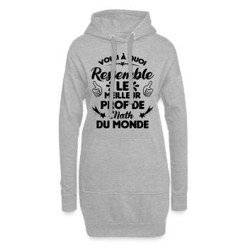 Voici Le meilleur Prof de Math du monde - Sweat-shirt à capuche long Femme - gris chiné - Devant