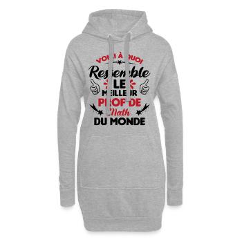 Voici Le meilleur Prof de Math du monde - Sweat-shirt à capuche long Femme - gris chiné - Devant