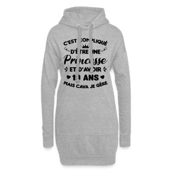Princesse 19 Ans Anniversaire Idée Cadeau PinK - Sweat-shirt à capuche long Femme - gris chiné - Devant