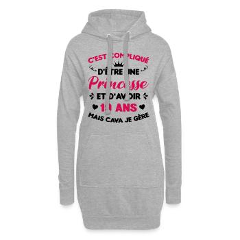 Princesse 19 Ans Anniversaire Idée Cadeau PinK - Sweat-shirt à capuche long Femme - gris chiné - Devant
