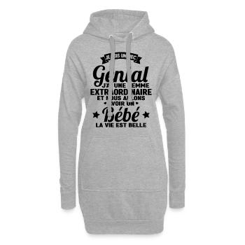 Je suis un mec génial j'ai une femme extraordinair - Sweat-shirt à capuche long Femme - gris chiné - Devant
