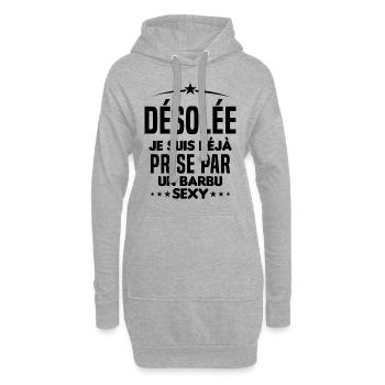 Désolée je suis déjà prise par un barbu sexy - Sweat-shirt à capuche long Femme - gris chiné - Devant