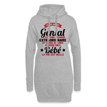 Je suis un mec génial j'ai une femme extraordinair - Sweat-shirt à capuche long Femme - gris chiné - Devant