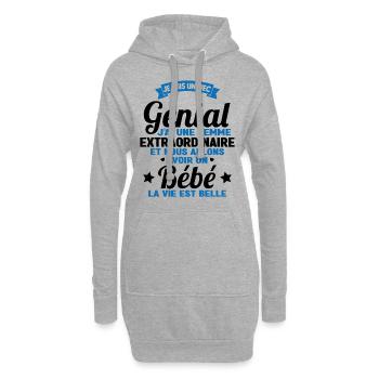Je suis un mec génial j'ai une femme extraordinair - Sweat-shirt à capuche long Femme - gris chiné - Devant