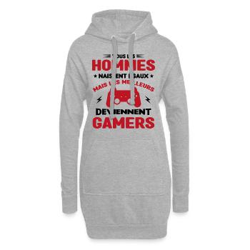 Tous Les Hommes Naissent Égaux - Meilleurs Gamers - Sweat-shirt à capuche long Femme - gris chiné - Devant
