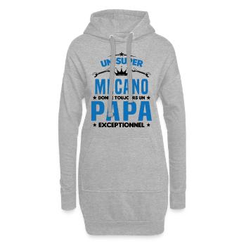 Mécano papa cadeau drôle fête des pères garagiste - Sweat-shirt à capuche long Femme - gris chiné - Devant