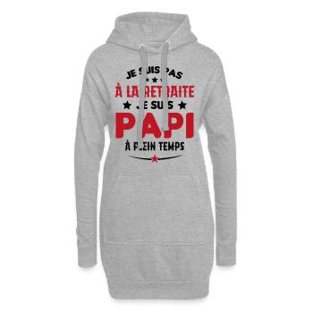 Je Suis Pas À La Retraite chui Papi À Plein Temps - Sweat-shirt à capuche long Femme - gris chiné - Devant