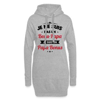 Je ne suis pas un beau-papa je suis un papa bonus - Sweat-shirt à capuche long Femme - gris chiné - Devant