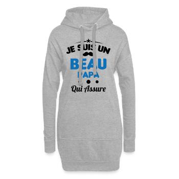 je suis un Beau-Papa qui assure humour - Sweat-shirt à capuche long Femme - gris chiné - Devant