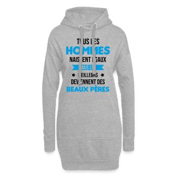 les meilleurs deviennent des beaux pères Cadeau - Sweat-shirt à capuche long Femme - gris chiné - Devant