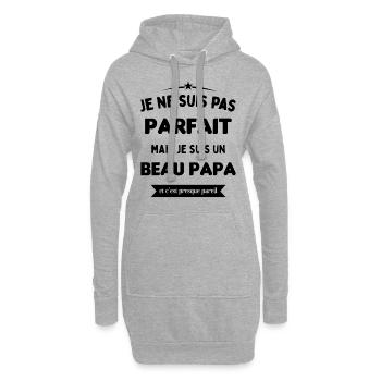Pas parfaite mais je suis un beau père - Sweat-shirt à capuche long Femme - gris chiné - Devant