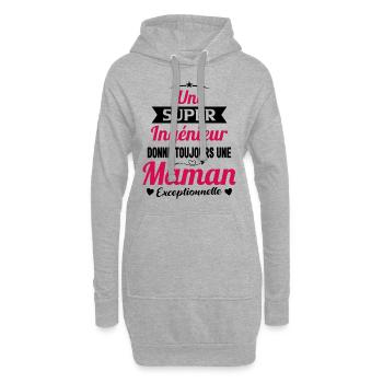 Ingénieur maman cadeau drôle future mère - Sweat-shirt à capuche long Femme - gris chiné - Devant