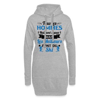Ski - Hommes naissent égaux meilleurs font du ski - Sweat-shirt à capuche long Femme - gris chiné - Devant