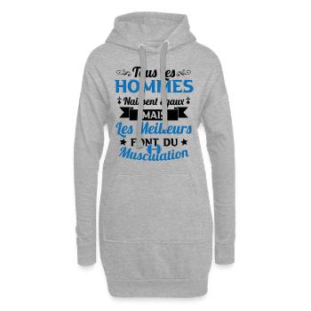 Hommes égaux les meilleurs font de la musculation - Sweat-shirt à capuche long Femme - gris chiné - Devant