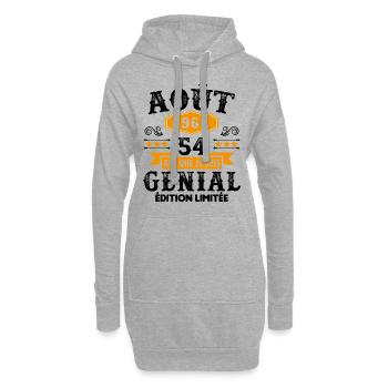54 Ans Anniversaire Vintage Né(e) en Août 1968 - Sweat-shirt à capuche long Femme - gris chiné - Devant