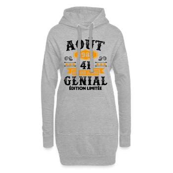 41 Ans Anniversaire Vintage Né(e) en Août 1981 - Sweat-shirt à capuche long Femme - gris chiné - Devant