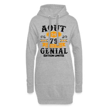79 Ans Anniversaire Vintage Né(e) en Août 1943 - Sweat-shirt à capuche long Femme - gris chiné - Devant