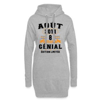 8 Ans Anniversaire Vintage Né(e) en Août 2014 - Sweat-shirt à capuche long Femme - gris chiné - Devant