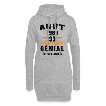 33 Ans Anniversaire Vintage Né(e) en Août 1989 - Sweat-shirt à capuche long Femme - gris chiné - Devant