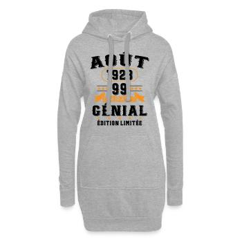 99 Ans Anniversaire Vintage Né(e) en Août 1923 - Sweat-shirt à capuche long Femme - gris chiné - Devant