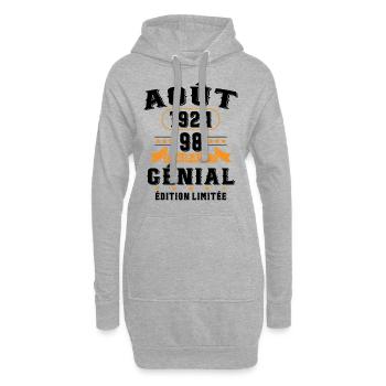 98 Ans Anniversaire Vintage Né(e) en Août 1924 - Sweat-shirt à capuche long Femme - gris chiné - Devant