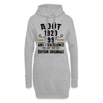 99 Ans Anniversaire Vintage Né(e) en Août 1923 - Sweat-shirt à capuche long Femme - gris chiné - Devant