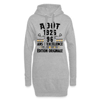 96 Ans Anniversaire Vintage Né(e) en Août 1926 - Sweat-shirt à capuche long Femme - gris chiné - Devant