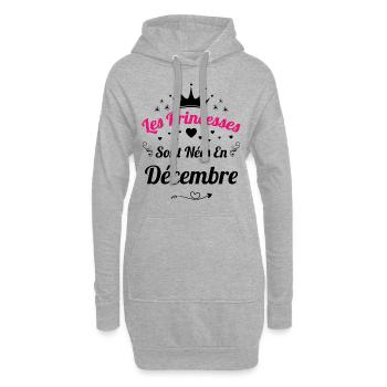 Les Princesses Sont Nées En Décembre Anniversaire - Sweat-shirt à capuche long Femme - gris chiné - Devant