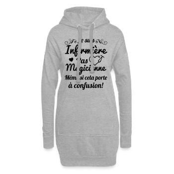 Je suis infirmière pas magicienne Cadeau Humour - Sweat-shirt à capuche long Femme - gris chiné - Devant