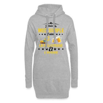 Un Mec Simple J'aime La Pelleteuse Et L'apéro - Sweat-shirt à capuche long Femme - gris chiné - Devant