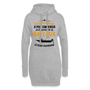 Parler De Bateaux À Tout Moment Cadeau Pêcheur - Sweat-shirt à capuche long Femme - gris chiné - Devant
