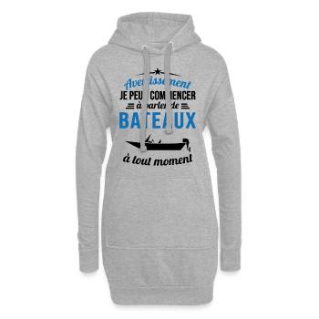 Parler De Bateaux À Tout Moment Cadeau Pêcheur - Sweat-shirt à capuche long Femme - gris chiné - Devant