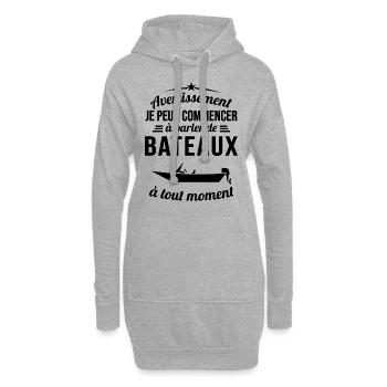Parler De Bateaux À Tout Moment Cadeau Pêcheur - Sweat-shirt à capuche long Femme - gris chiné - Devant