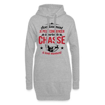 Parler De Chasse à Tout Moment Cadeau Chasseur - Sweat-shirt à capuche long Femme - gris chiné - Devant