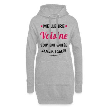 Meilleure voisine souvent imitée jamais égalée - Sweat-shirt à capuche long Femme - gris chiné - Devant