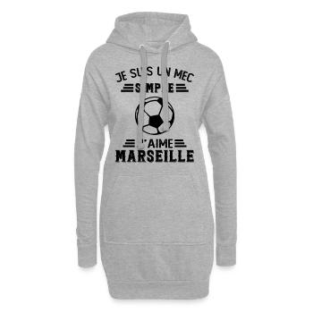 je suis un mec simple j'aime Marseille - Sweat-shirt à capuche long Femme - gris chiné - Devant