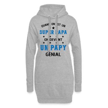 Un Super Papa On Devient Un Papy Génial - Sweat-shirt à capuche long Femme - gris chiné - Devant