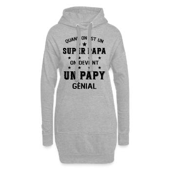 Un Super Papa On Devient Un Papy Génial - Sweat-shirt à capuche long Femme - gris chiné - Devant
