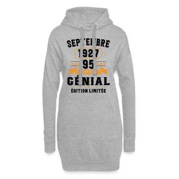 95 Ans Anniversaire Vintage En Septembre 1927 - Sweat-shirt à capuche long Femme - gris chiné - Devant