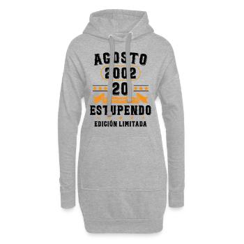 20 Ans Anniversaire Vintage Né(e) en Août 2002 - Sweat-shirt à capuche long Femme - gris chiné - Devant