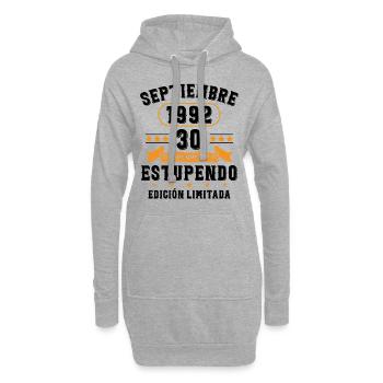 30 Ans Anniversaire Vintage Né(e) Septembre 1992 - Sweat-shirt à capuche long Femme - gris chiné - Devant
