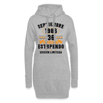 36 Ans Anniversaire Vintage Né(e) Septembre 1986 - Sweat-shirt à capuche long Femme - gris chiné - Devant