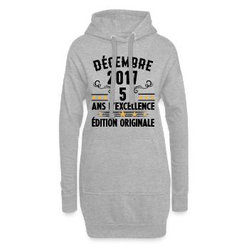 5 Ans Anniversaire Vintage Né(e) en Décembre 2017 - Sweat-shirt à capuche long Femme - gris chiné - Devant