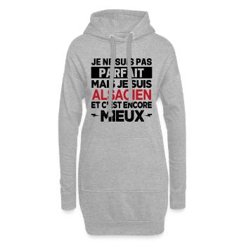 Je ne suis pas parfait mais Alsacien Alsace Cadeau - Sweat-shirt à capuche long Femme - gris chiné - Devant