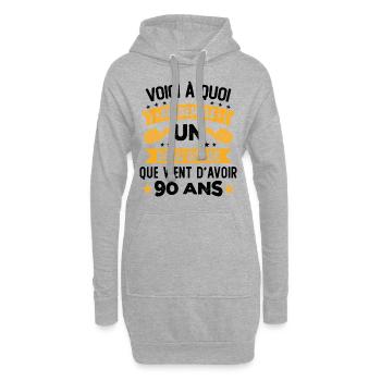 Voici à quoi ressemble un beau gosse 90 Ans - Sweat-shirt à capuche long Femme - gris chiné - Devant